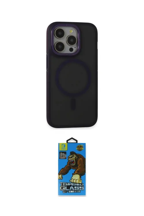 ieg™ iPhone 14 Pro Kılıf Ahenk Form Serisi - Siyah 18D Cam Ekran Koruyucu