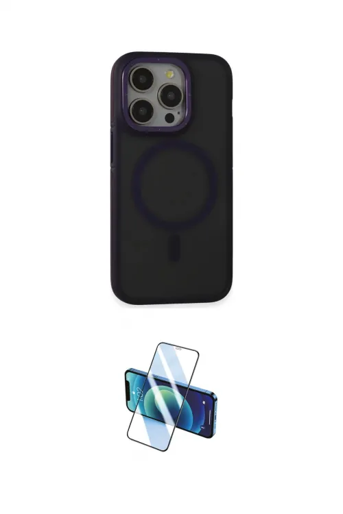 ieg™ iPhone 14 Pro Kılıf Ahenk Form Serisi - Siyah 3D Antistatik Cam Ekran Koruyucu