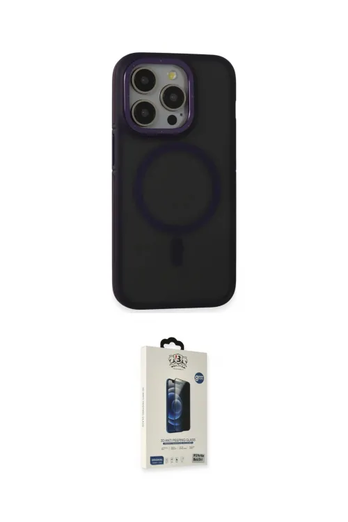 ieg™ iPhone 14 Pro Kılıf Ahenk Form Serisi - Siyah Bilvis Hayalet Cam Ekran Koruyucu