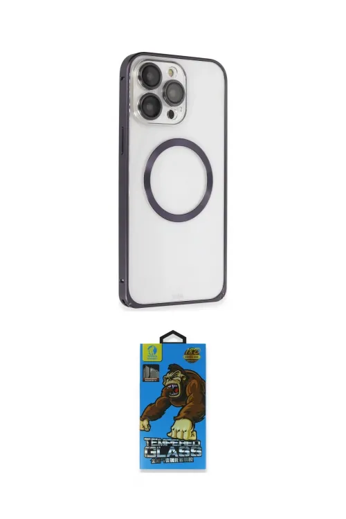 ieg™ iPhone 14 Pro Kılıf Ahenk Işık Serisi - Siyah 18D Cam Ekran Koruyucu
