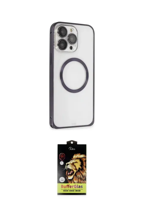 ieg™ iPhone 14 Pro Kılıf Ahenk Işık Serisi - Siyah Buffer Cam Ekran Koruyucu