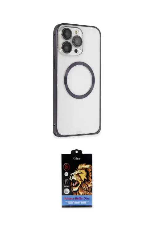 ieg™ iPhone 14 Pro Kılıf Ahenk Işık Serisi - Siyah Buffer Hayalet Cam Ekran Koruyucu