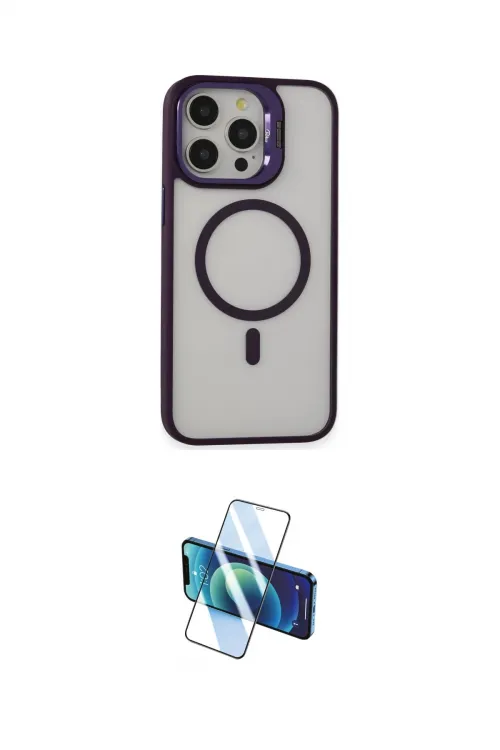 ieg™ iPhone 14 Pro Kılıf Ahenk Klasik Özel Seri - Siyah 3D Antistatik Cam Ekran Koruyucu