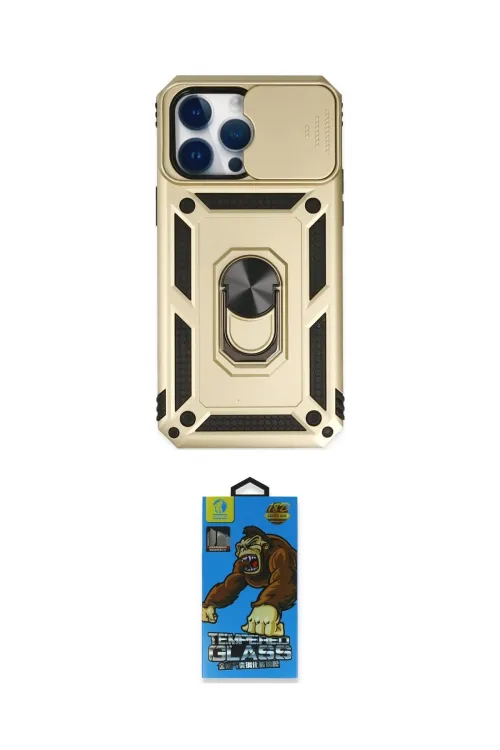 ieg™ iPhone 14 Pro Kılıf Ahenk Klasik - Siyah 18D Cam Ekran Koruyucu