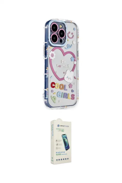 ieg™ iPhone 14 Pro Kılıf Ahenk Modern Serisi - Şeffaf Pasifik Cam Ekran Koruyucu