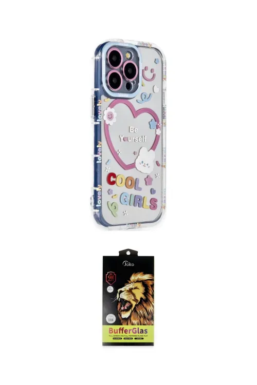 ieg™ iPhone 14 Pro Kılıf Ahenk Modern Serisi - Siyah Buffer Cam Ekran Koruyucu