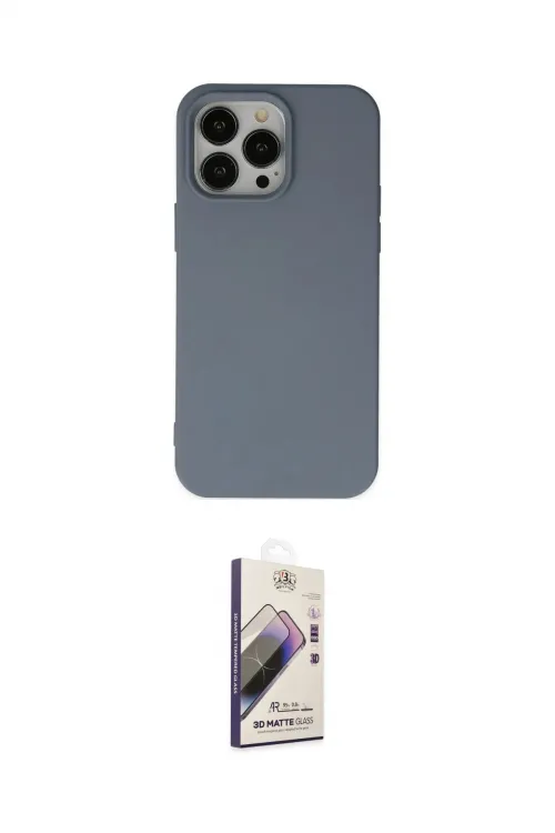 ieg™ iPhone 14 Pro Kılıf Ahenk Serisi - Siyah Bilvis 3D Mat Cam Ekran Koruyucu