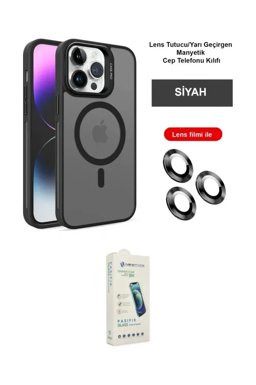ieg™ iPhone 14 Pro Kılıf Akış Form - Şeffaf Pasifik Cam Ekran Koruyucu