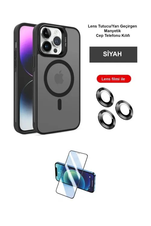 ieg™ iPhone 14 Pro Kılıf Akış Form - Siyah 3D Antistatik Cam Ekran Koruyucu
