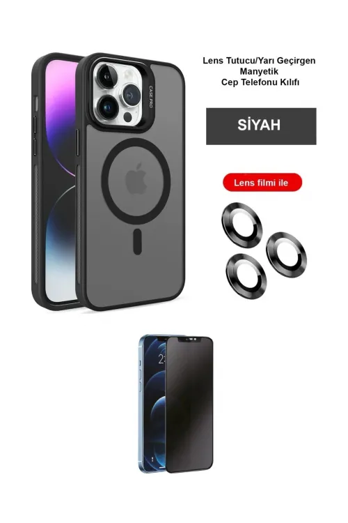 ieg™ iPhone 14 Pro Kılıf Akış Form - Siyah 3D Antistatik Hayalet Cam Ekran Koruyucu