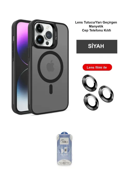 ieg™ iPhone 14 Pro Kılıf Akış Form - Siyah Joko Magic 5D Cam