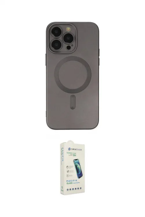 ieg™ iPhone 14 Pro Kılıf Akış Minimal Özel Seri - Şeffaf Pasifik Cam Ekran Koruyucu