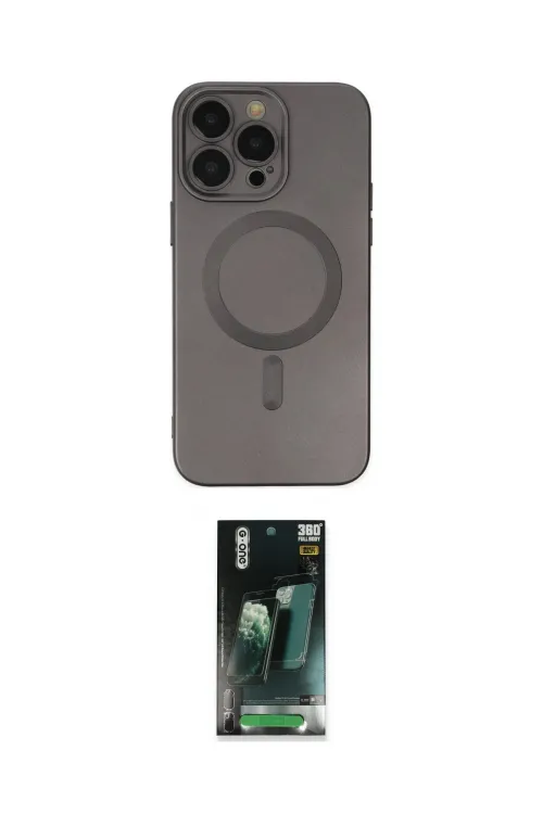 ieg™ iPhone 14 Pro Kılıf Akış Minimal Özel Seri - Siyah 360 Mat Full Body Arka Koruyucu