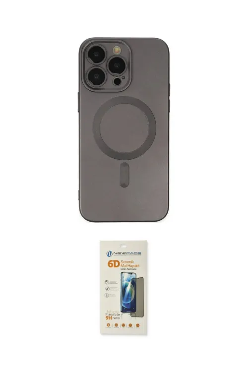 ieg™ iPhone 14 Pro Kılıf Akış Minimal Özel Seri - Siyah 6D Mat Seramik Hayalet Nano Ekran Koruyucu
