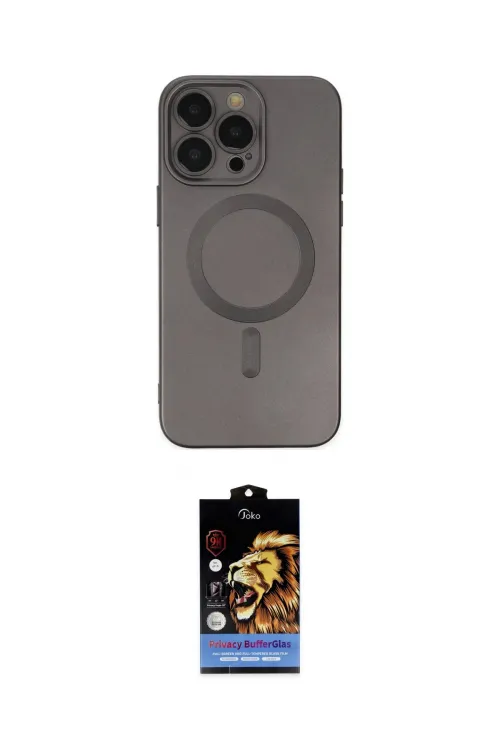 ieg™ iPhone 14 Pro Kılıf Akış Minimal Özel Seri - Siyah Buffer Hayalet Cam Ekran Koruyucu