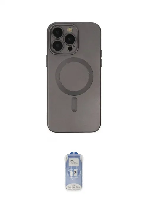 ieg™ iPhone 14 Pro Kılıf Akış Minimal Özel Seri - Siyah Joko Magic 5D Cam