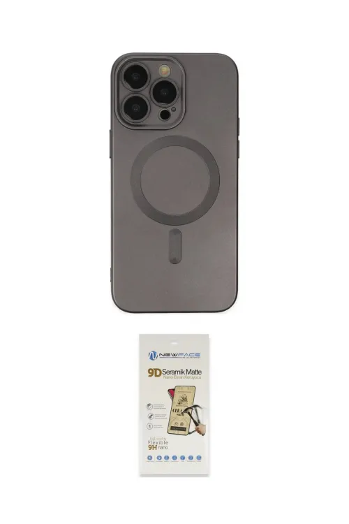 ieg™ iPhone 14 Pro Kılıf Akış Minimal Özel Seri - Siyah Mat Seramik Nano Ekran Koruyucu