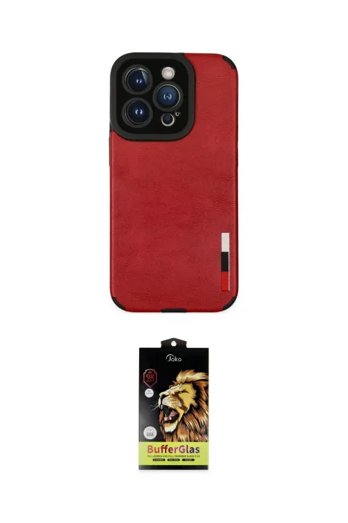 ieg™ iPhone 14 Pro Kılıf Doruk Asil Koleksiyonu - Siyah Buffer Cam Ekran Koruyucu