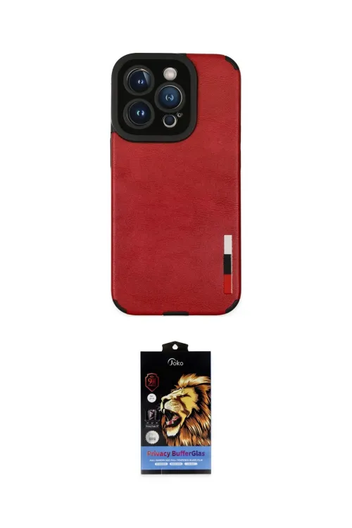 ieg™ iPhone 14 Pro Kılıf Doruk Asil Koleksiyonu - Siyah Buffer Hayalet Cam Ekran Koruyucu