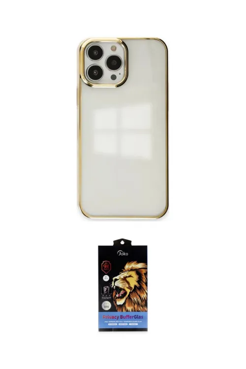 ieg™ iPhone 14 Pro Kılıf Doruk Doku Prime - Siyah Buffer Hayalet Cam Ekran Koruyucu