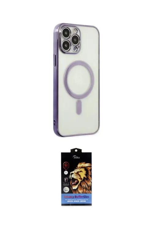 ieg™ iPhone 14 Pro Kılıf Doruk Minimal - Siyah Buffer Hayalet Cam Ekran Koruyucu