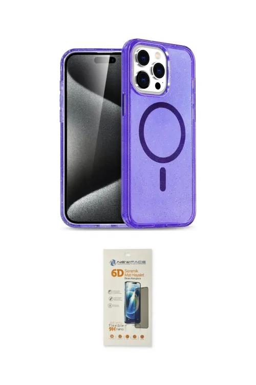 ieg™ iPhone 14 Pro Kılıf Eksen Doku Koleksiyonu - Siyah 6D Mat Seramik Hayalet Nano Ekran Koruyucu