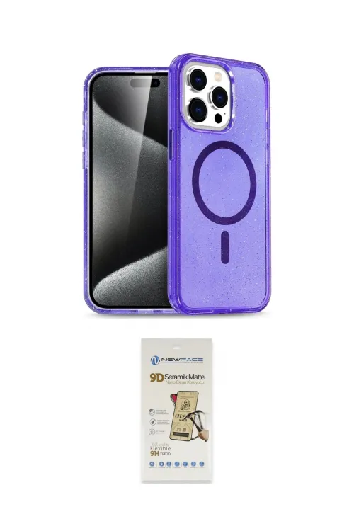ieg™ iPhone 14 Pro Kılıf Eksen Doku Koleksiyonu - Siyah Mat Seramik Nano Ekran Koruyucu