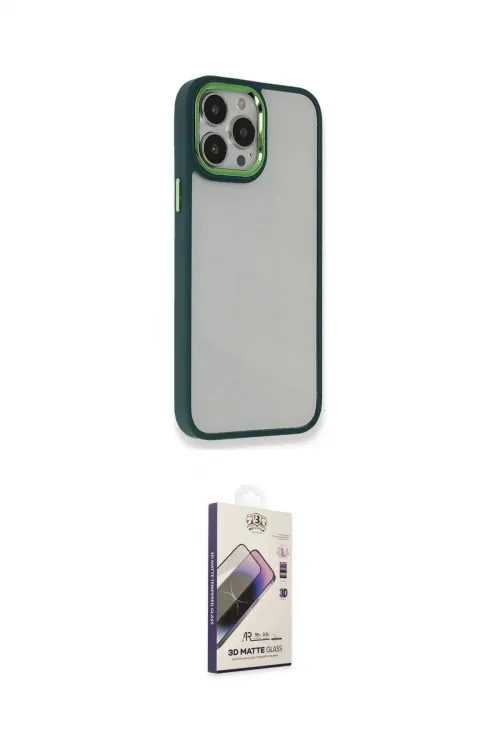 ieg™ iPhone 14 Pro Kılıf Eksen Doku Prime - Siyah Bilvis 3D Mat Cam Ekran Koruyucu