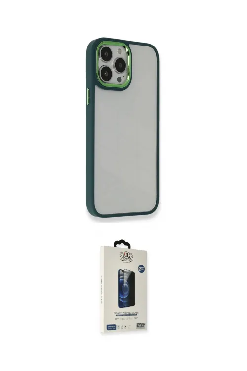 ieg™ iPhone 14 Pro Kılıf Eksen Doku Prime - Siyah Bilvis Hayalet Cam Ekran Koruyucu
