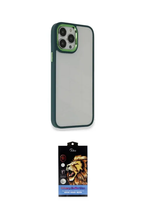 ieg™ iPhone 14 Pro Kılıf Eksen Doku Prime - Siyah Buffer Hayalet Cam Ekran Koruyucu
