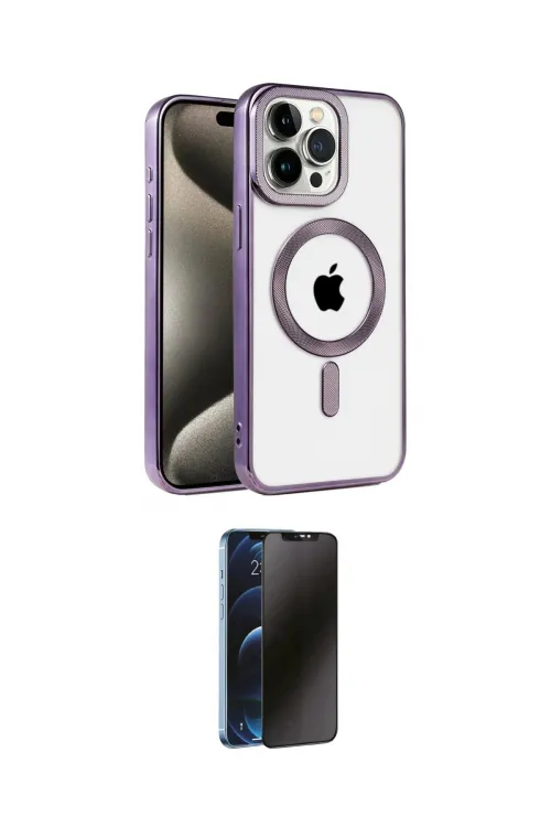 ieg™ iPhone 14 Pro Kılıf Eksen Form Koleksiyonu - Siyah 3D Antistatik Hayalet Cam Ekran Koruyucu