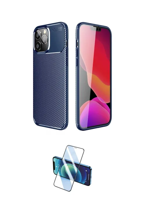 ieg™ iPhone 14 Pro Kılıf Eksen Form Prime - Siyah 3D Antistatik Cam Ekran Koruyucu