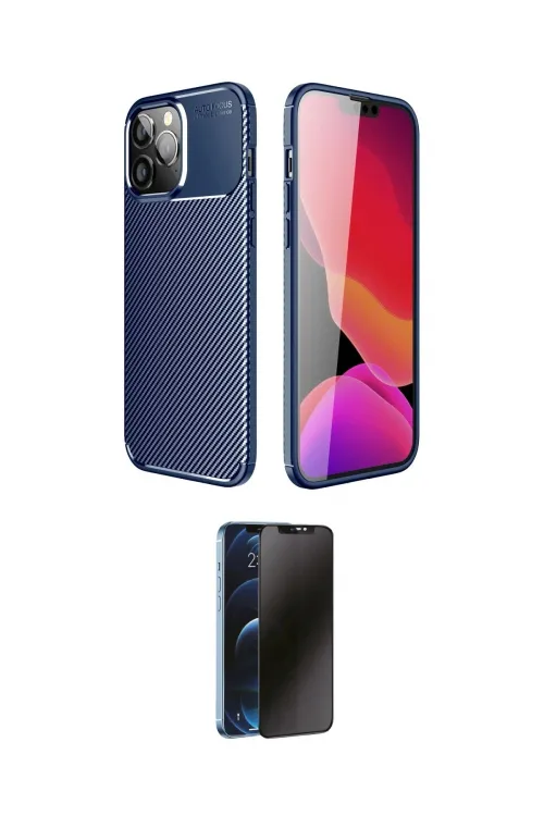 ieg™ iPhone 14 Pro Kılıf Eksen Form Prime - Siyah 3D Antistatik Hayalet Cam Ekran Koruyucu