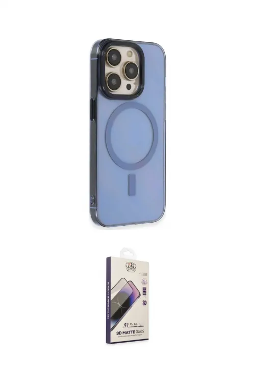 ieg™ iPhone 14 Pro Kılıf Eksen Işık Prime - Siyah Bilvis 3D Mat Cam Ekran Koruyucu