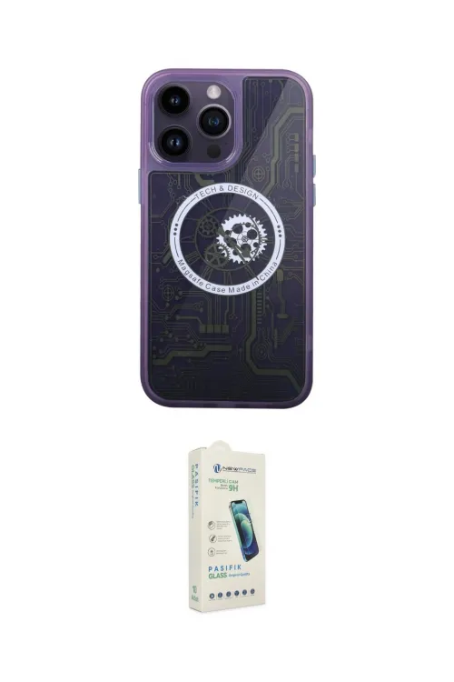 ieg™ iPhone 14 Pro Kılıf İz Form - Şeffaf Pasifik Cam Ekran Koruyucu