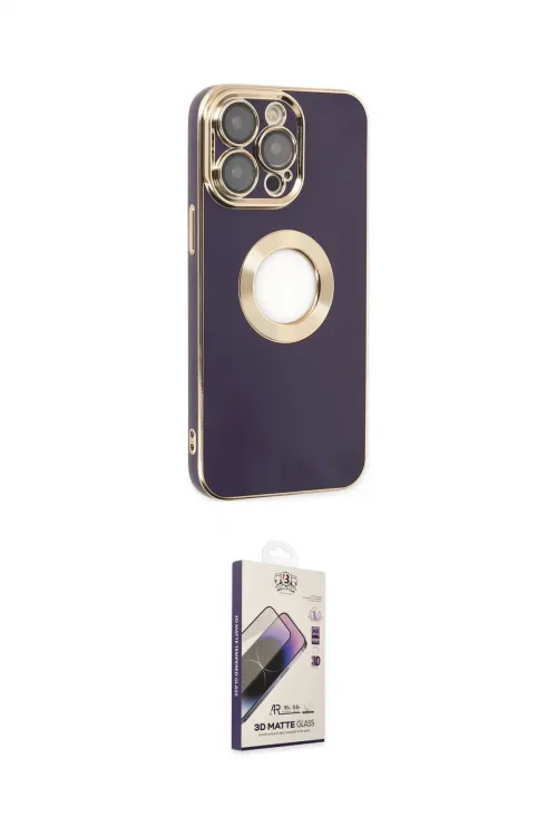 ieg™ iPhone 14 Pro Kılıf İz Form Serisi - Siyah Bilvis 3D Mat Cam Ekran Koruyucu