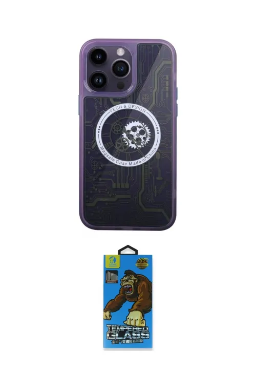 ieg™ iPhone 14 Pro Kılıf İz Form - Siyah 18D Cam Ekran Koruyucu