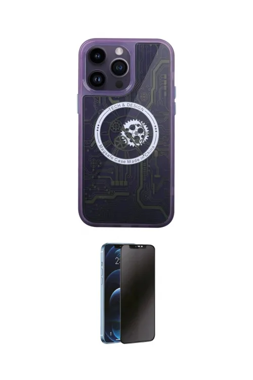 ieg™ iPhone 14 Pro Kılıf İz Form - Siyah 3D Antistatik Hayalet Cam Ekran Koruyucu