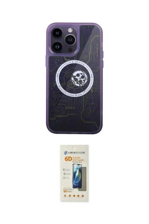 ieg™ iPhone 14 Pro Kılıf İz Form - Siyah 6D Mat Seramik Hayalet Nano Ekran Koruyucu