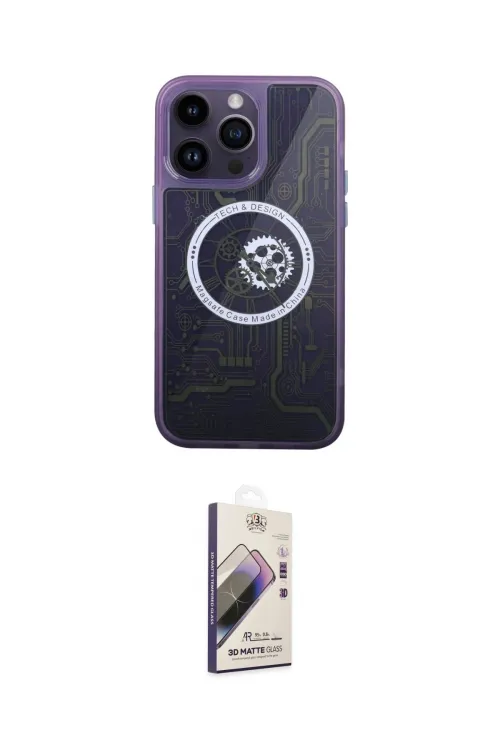 ieg™ iPhone 14 Pro Kılıf İz Form - Siyah Bilvis 3D Mat Cam Ekran Koruyucu