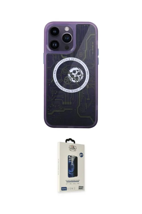 ieg™ iPhone 14 Pro Kılıf İz Form - Siyah Bilvis Hayalet Cam Ekran Koruyucu