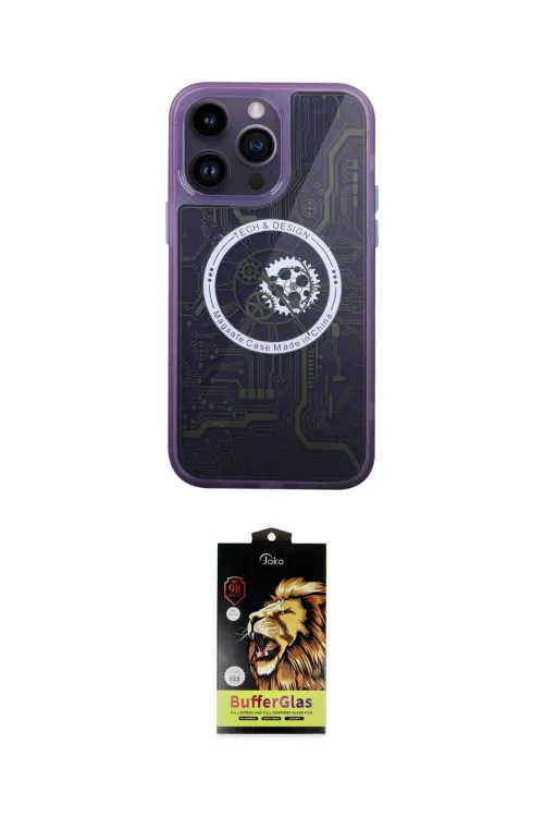 ieg™ iPhone 14 Pro Kılıf İz Form - Siyah Buffer Cam Ekran Koruyucu