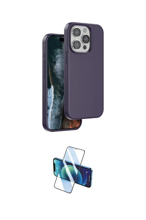 ieg™ iPhone 14 Pro Kılıf Kıvılcım Çizgi Serisi - Siyah 3D Antistatik Cam Ekran Koruyucu