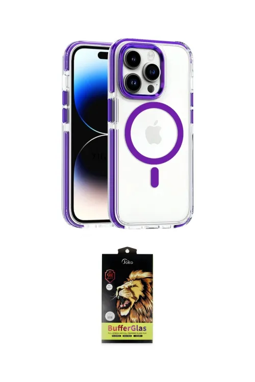 ieg™ iPhone 14 Pro Kılıf Kozmos Doku Koleksiyonu - Siyah Buffer Cam Ekran Koruyucu