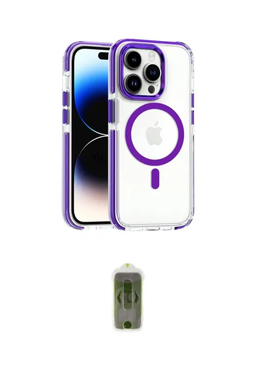 ieg™ iPhone 14 Pro Kılıf Kozmos Doku Koleksiyonu - Siyah Joko Magic 5D Hayalet Cam