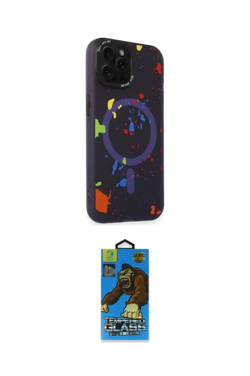 ieg™ iPhone 14 Pro Kılıf Kozmos Doku - Siyah 18D Cam Ekran Koruyucu