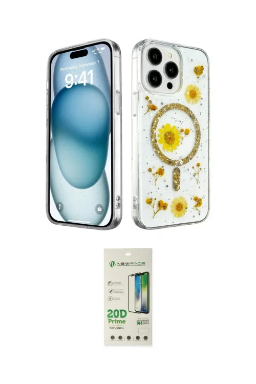 ieg™ iPhone 14 Pro Kılıf Kozmos Doku - Siyah 20D Premium Cam Ekran Koruyucu