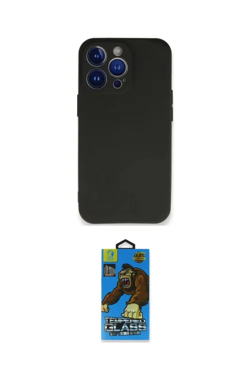 ieg™ iPhone 14 Pro Kılıf Kozmos Yansıma Özel Seri - Siyah 18D Cam Ekran Koruyucu