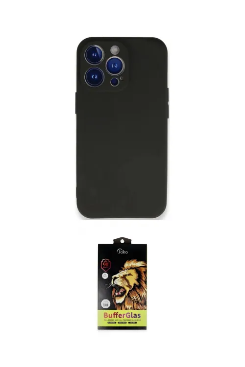 ieg™ iPhone 14 Pro Kılıf Kozmos Yansıma Özel Seri - Siyah Buffer Cam Ekran Koruyucu