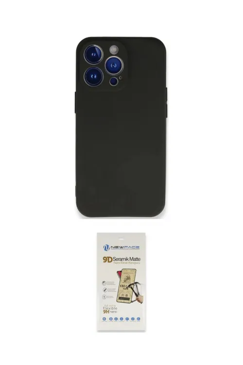 ieg™ iPhone 14 Pro Kılıf Kozmos Yansıma Özel Seri - Siyah Mat Seramik Nano Ekran Koruyucu